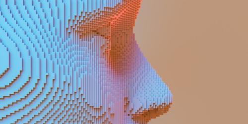 Computerised graphic side-on silhouette of a human face